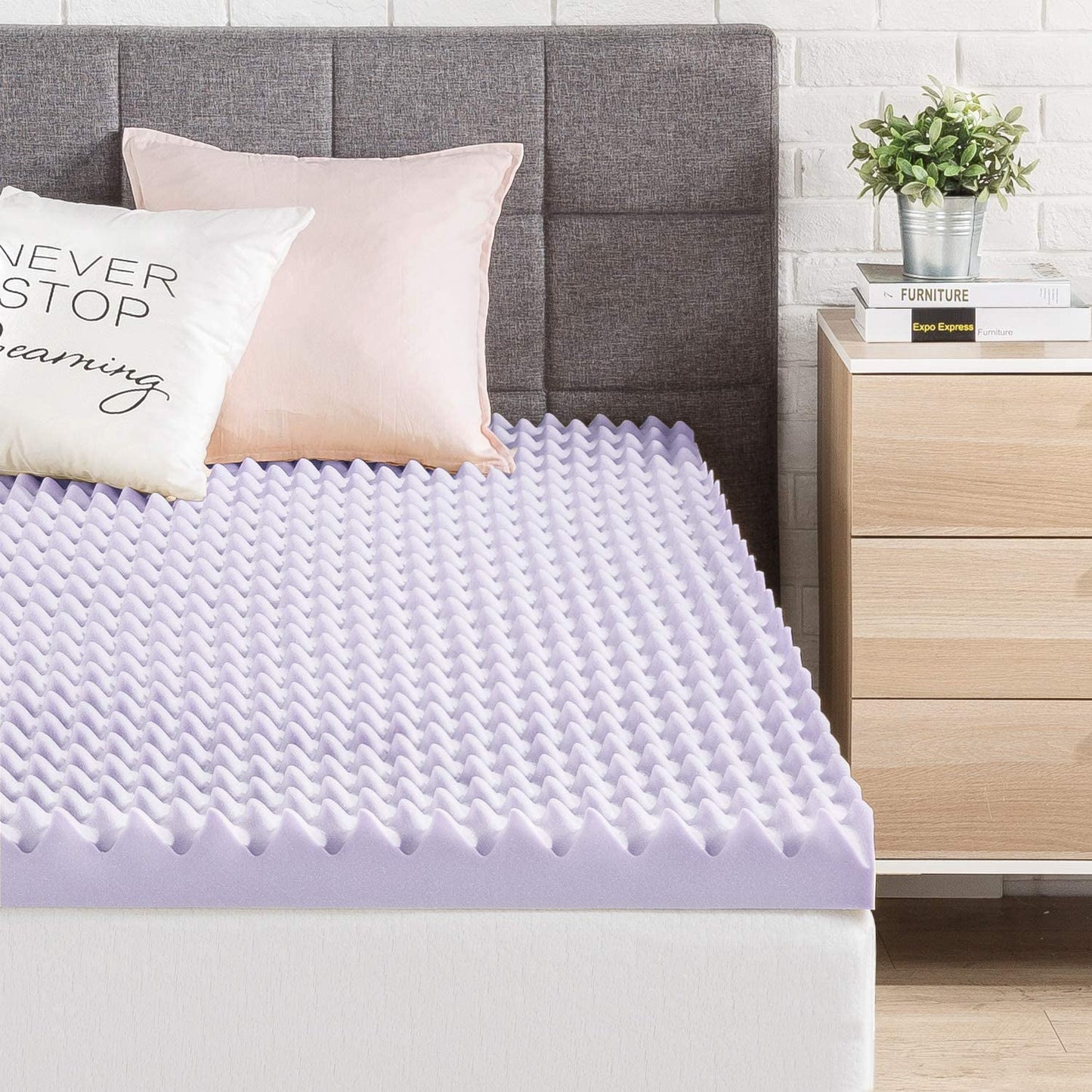 Lavender Infused Queen Memory Foam Topper for Comfort