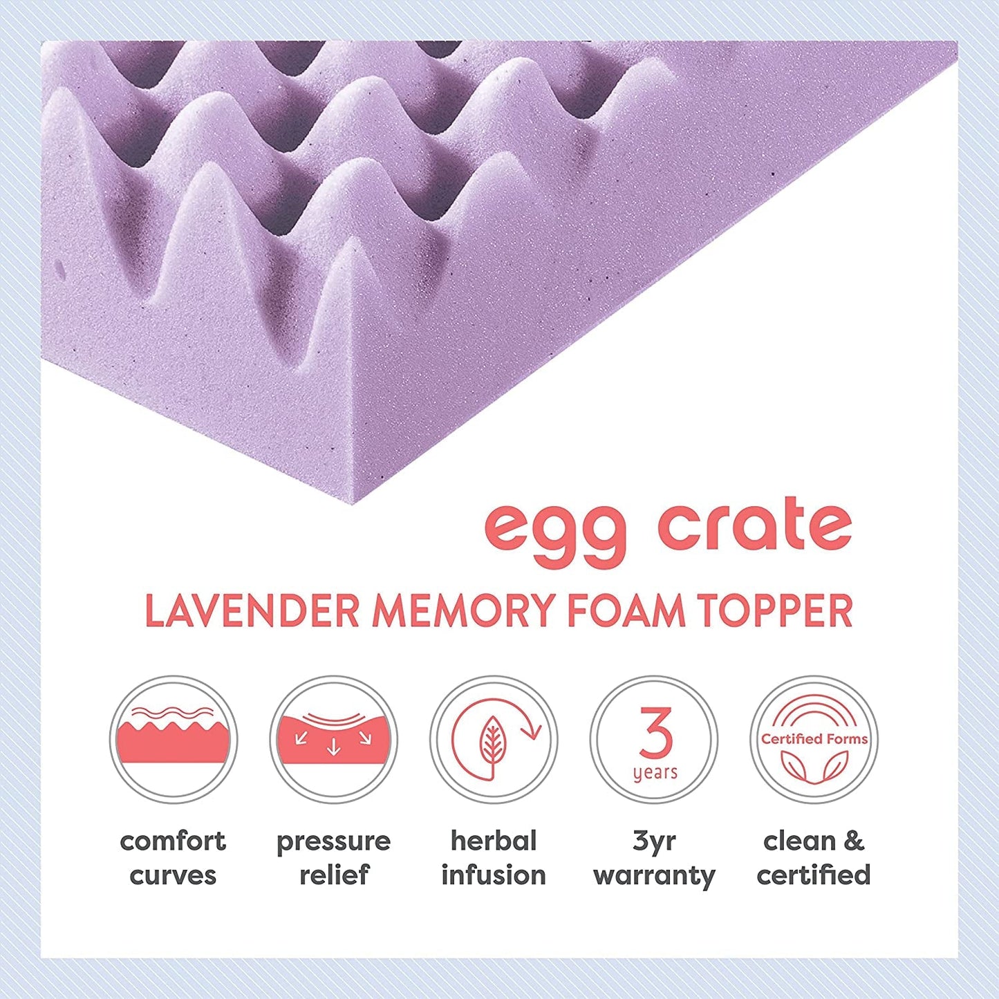 Lavender Infused Queen Memory Foam Topper for Comfort