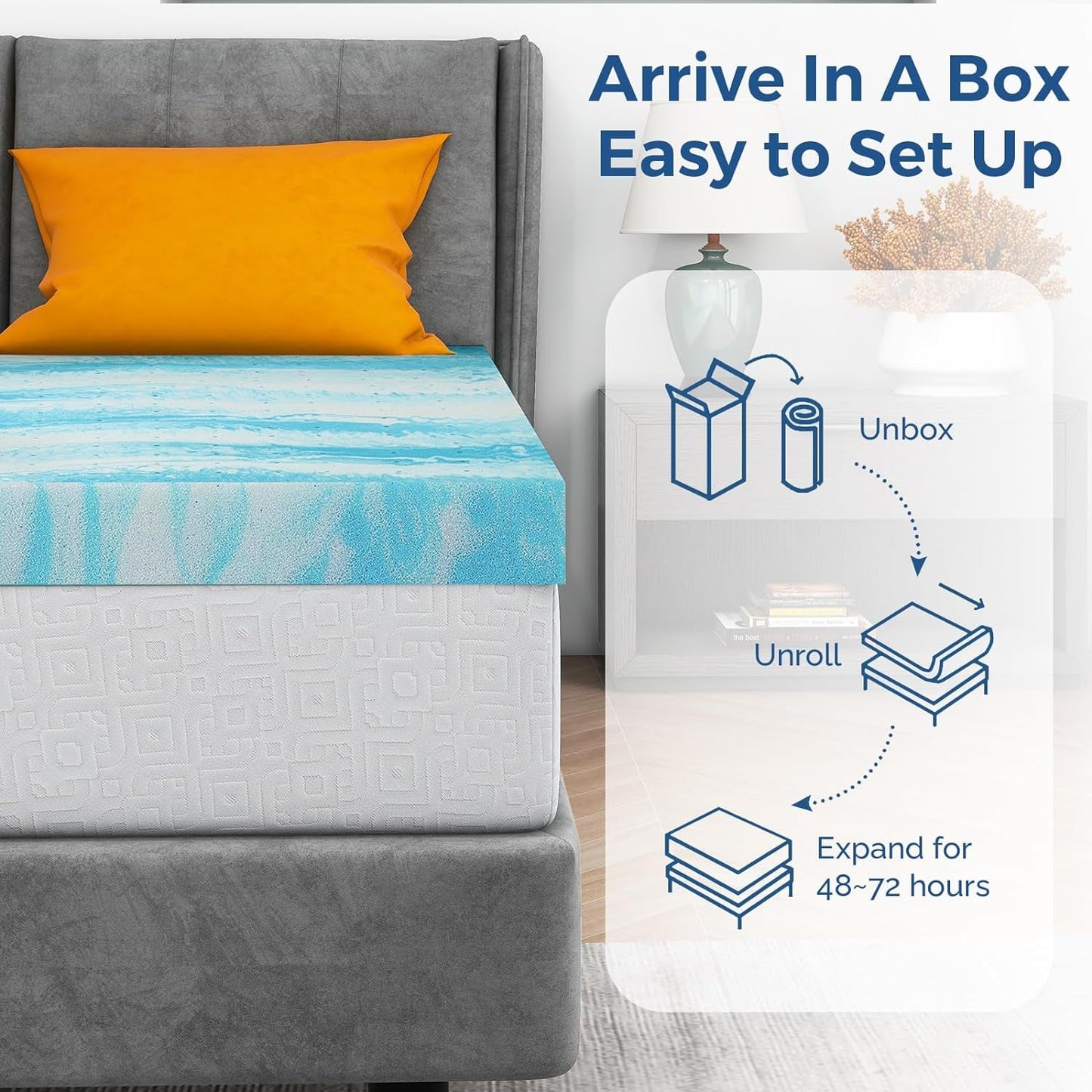 Cooling Gel Memory Foam Mattress Topper for Comfort